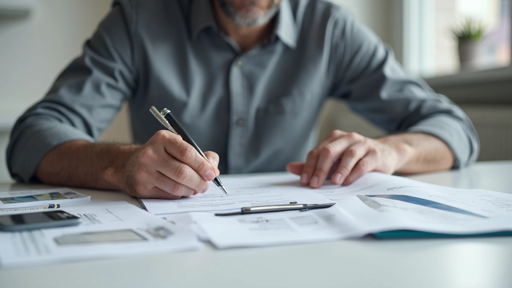 Рабочее пространство с финансовыми документами, калькулятором и планом действий