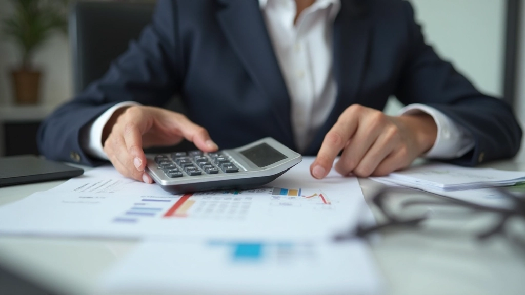 Финансовые документы и калькулятор на профессиональном рабочем месте